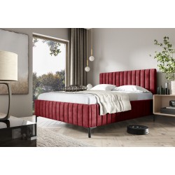Cama tapizada Amalfi con contenedor para ropa de cama: Comodidad y elegancia en uno.