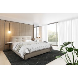 Cama tapizada Aurora con contenedor para ropa de cama de cuero ecológico, Soft 33 Soft 33