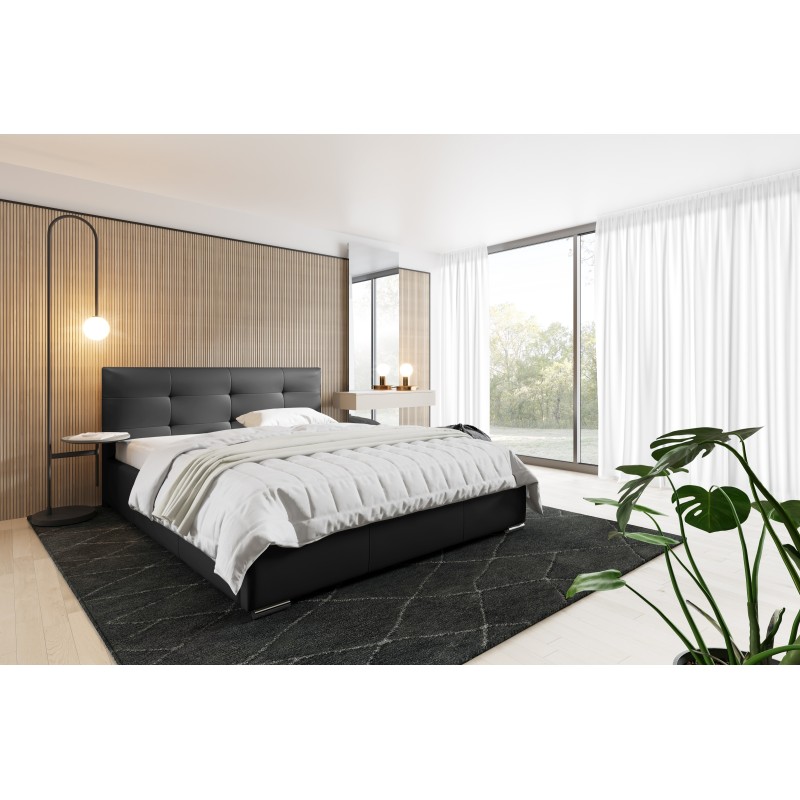 Cama tapizada Aurora con contenedor para ropa de cama Eco cuero, Madrid 9100 Soft 33