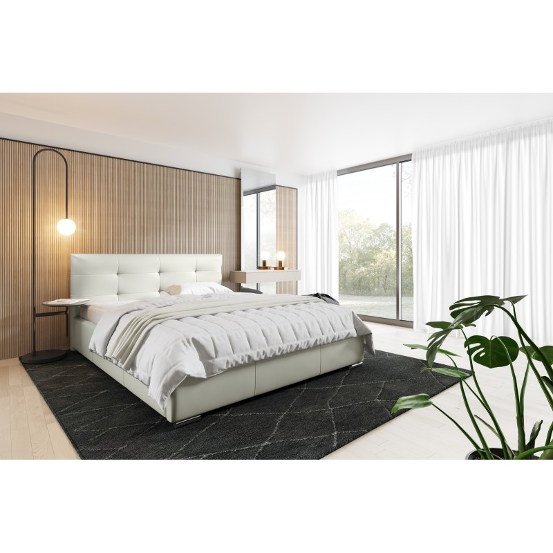 Aurora upholstered bed with a storage compartment for bedding, Eco leather, Madrid 920 Soft 33