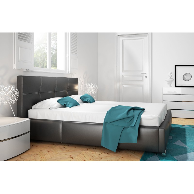 Upholstered Bed Sok with Bedding Storage Faux Leather, Soft 20 | Comfort and Style in One