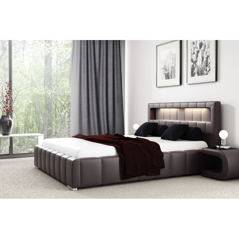 Erli upholstered bed with illuminated headboard, Eco leather, Soft 66 – Luxury and comfort for your bedroom