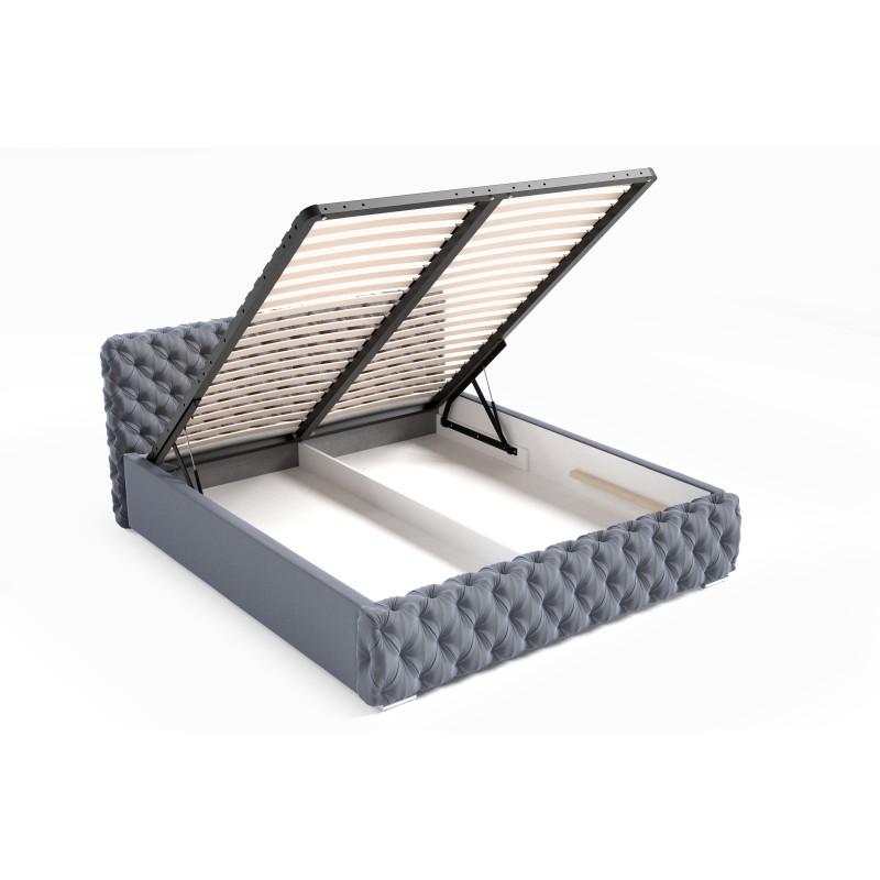 Cama tapizada Fabi con contenedor para ropa de cama, Terciopelo, Magic velvet 2274 | Tu espacio ideal para dormir.