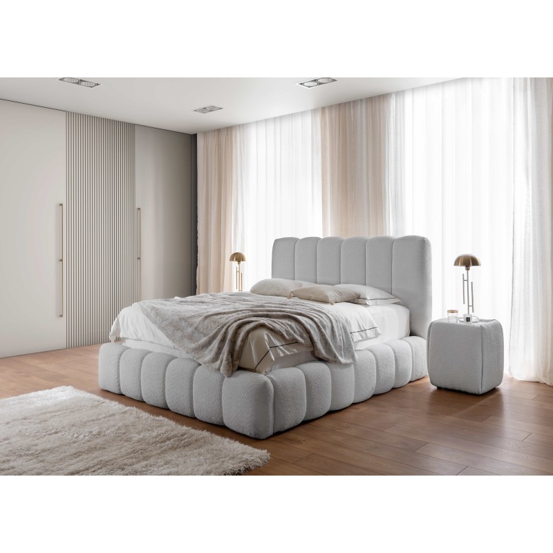 Cama tapizada Beti con contenedor para ropa de cama: elegancia y comodidad en uno | [NAZWA SKLEPU]