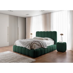 Cama tapizada Beti con contenedor para ropa de cama: elegancia y comodidad en uno | [NAZWA SKLEPU]