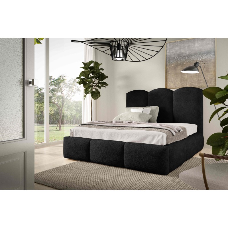 Cama tapizada Omega con contenedor para ropa de cama Boucle, Balo 20082 - comodidad y estilo en uno.