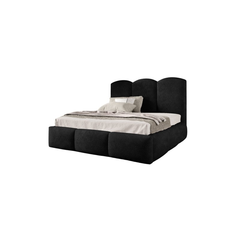 Cama tapizada Omega con contenedor para ropa de cama Boucle, Balo 20082 - comodidad y estilo en uno.