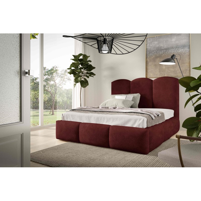 Cama tapizada Omega con contenedor para ropa de cama Boucle, Balo 20079: comodidad y estilo en uno.