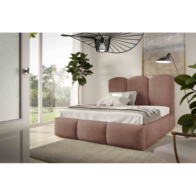 Cama tapizada Omega con contenedor para ropa de cama Boucle, Balo 20071: comodidad y estilo en uno.
