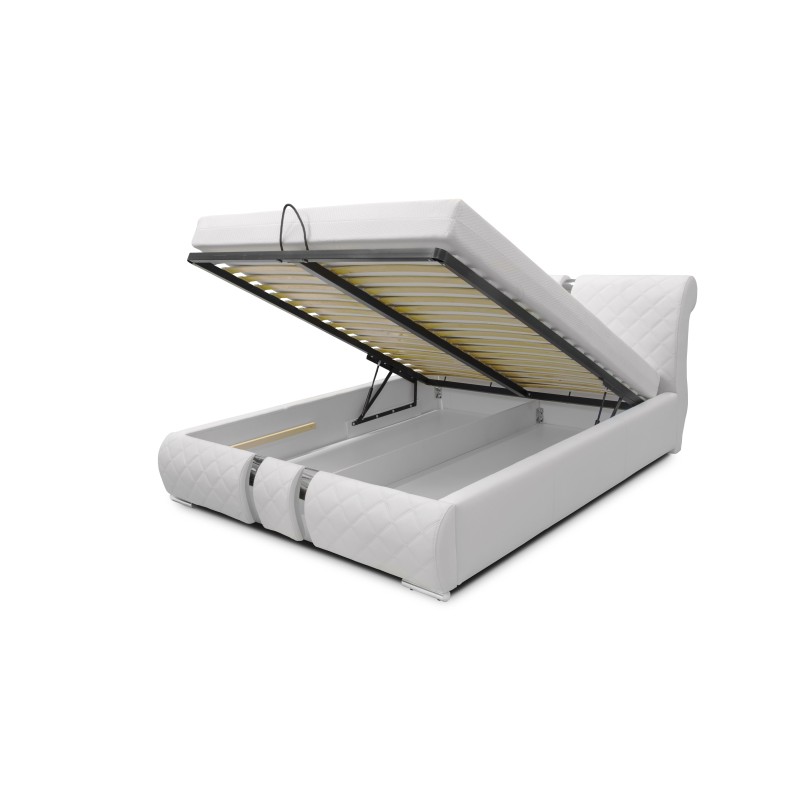 Cama tapizada Padova con espacio para ropa de cama: comodidad y elegancia incomparables en tu dormitorio.