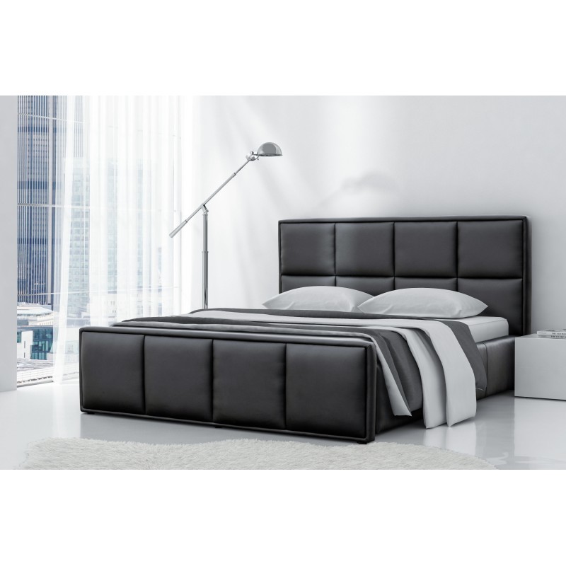 Cama tapizada Ravenna con contenedor para ropa de cama, tela de cuero ecológico, Soft 11 | Tu comodidad y estilo en uno.