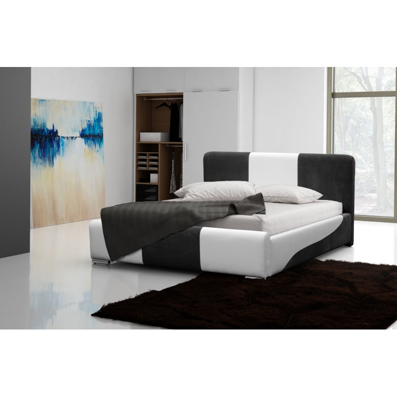 Orio Upholstered Bed with Bedding Storage | Best Quality Eco Leather, Madrid 920 + Dot 95