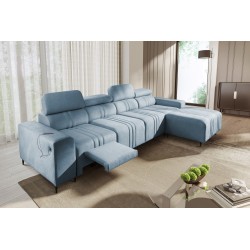 Esquina Verona XII Mix con función de cama de terciopelo, Vena 6 - elegancia y confort en un solo mueble.