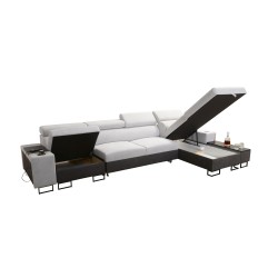 Prestige XII Mini Ecksofa mit Schlaffunktion und USB-Anschluss, Stoff Weich im Griff, Freya 210.08 + Tauro 8203 | Dein Komfortpl