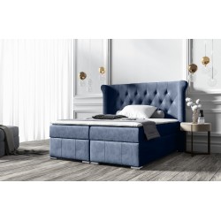 Cama continental Simo con contenedor para ropa de cama tejido nan, Mat velvet 99 - confort y elegancia en tu dormitorio.
