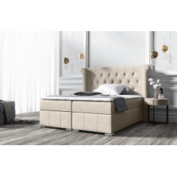The Simo continental bed with a storage container in Mat velvet 99 fabric – comfort and elegance in your bedroom.