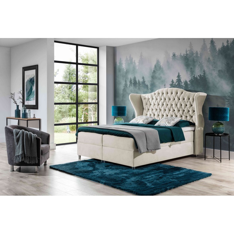 Cama continental Vita con cabecera acolchada decorativa: comodidad y elegancia en tu dormitorio.