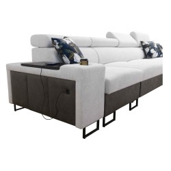 Esquina Prestige XII Mini con función de dormir y puerto USB, tela suave al tacto, Freya 210.04 + Tauro 8203 | Tu Lugar de Comod