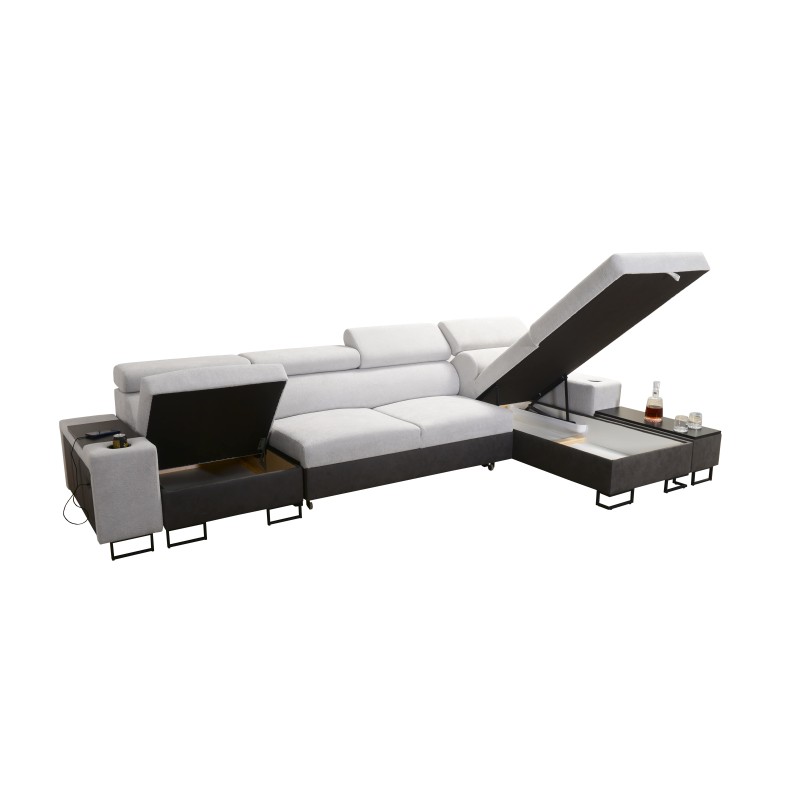 Esquina Prestige XII Mini con función de dormir y puerto USB, tela suave al tacto, Freya 210.04 + Tauro 8203 | Tu Lugar de Comod