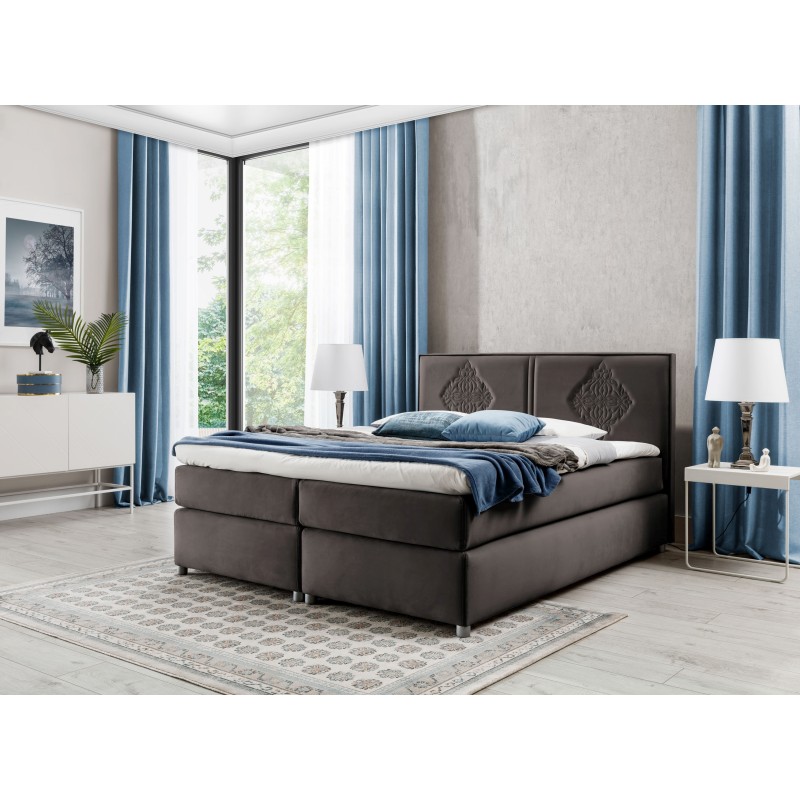 Cama continental Line con costuras decorativas: elegancia y confort del sueño