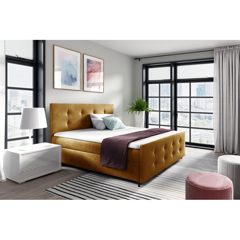 Continental bed Canto with sensory lighting in nan fabric