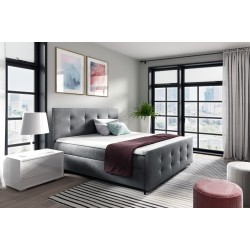 Cama continental Canto con iluminación sensorial en tela nan