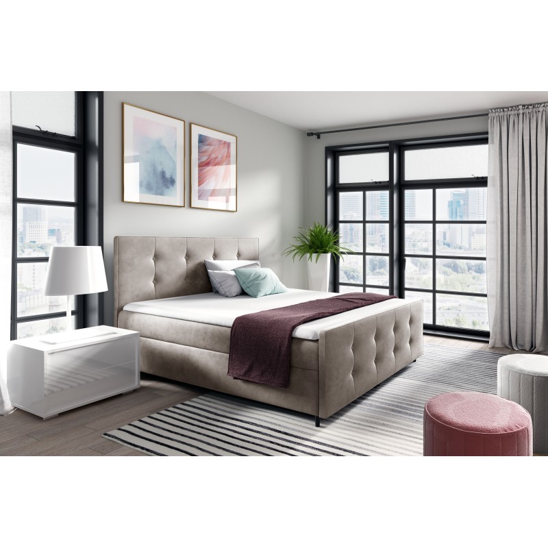 Continental bed Canto with sensory lighting in nan fabric