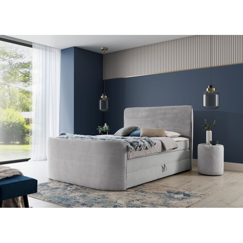 Lujo y Confort en el Dormitorio | Cama Continental Forma con Pufs para Ropa de Cama en Tejido nan