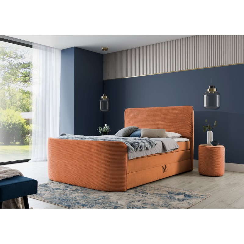 Lujo y Confort en el Dormitorio | Cama Continental Forma con Pufs para Ropa de Cama en Tejido nan