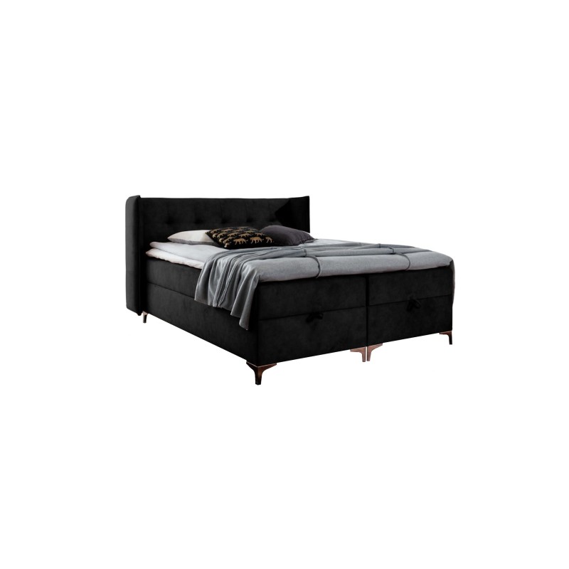 Cama continental Alvo con contenedor para ropa de cama en tela nan