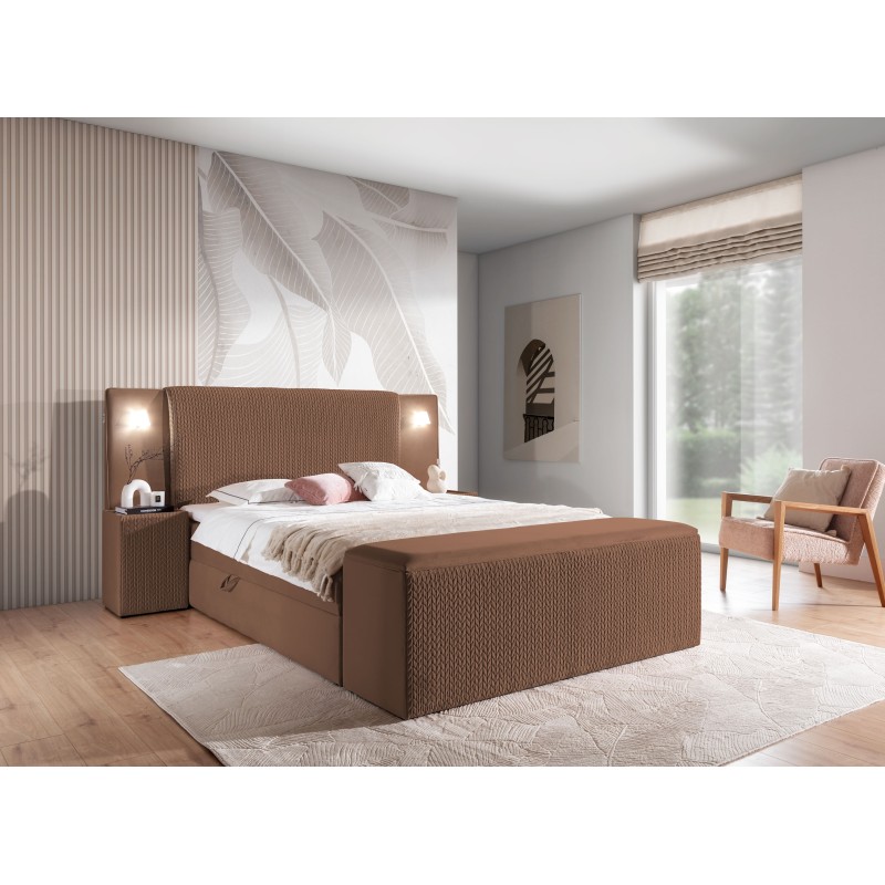 Cama Continental de Lujo Noxar con Iluminación Sensorial