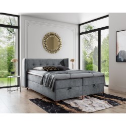 Cama continental Alvo con contenedor para ropa de cama en tela nan