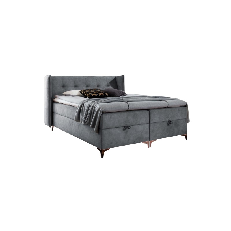 Cama continental Alvo con contenedor para ropa de cama en tela nan