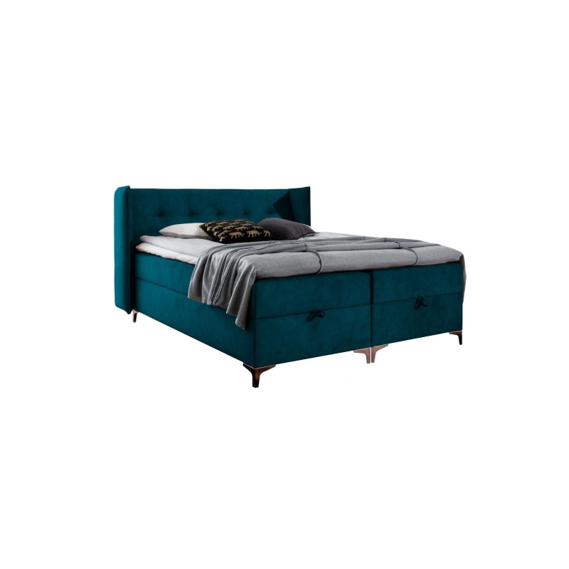 Cama continental Alvo con contenedor para ropa de cama en tela nan