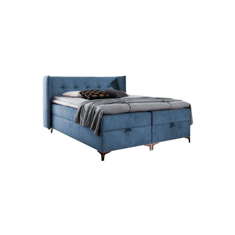 Cama continental Alvo con contenedor para ropa de cama en tela nan