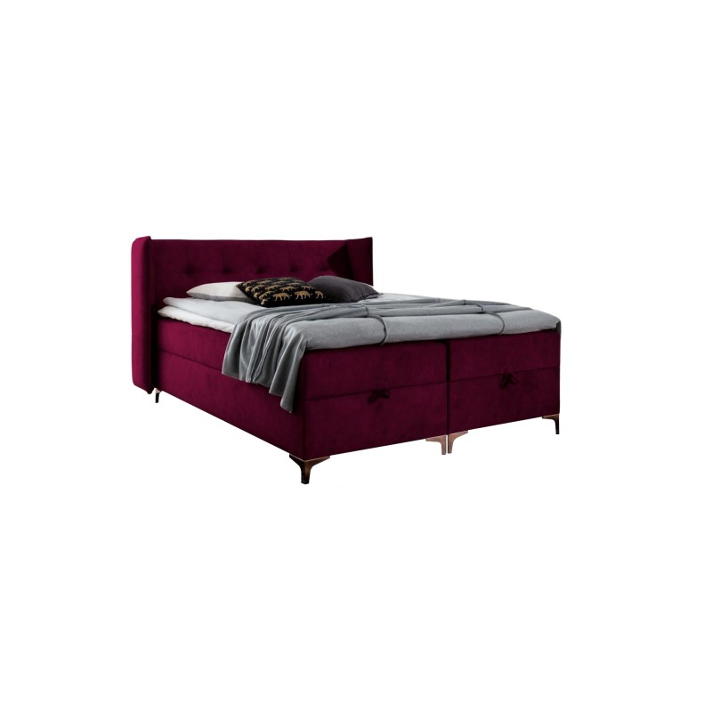 Cama continental Alvo con contenedor para ropa de cama en tela nan