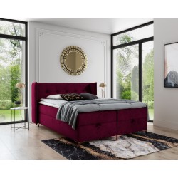 Continental bed Alvo with bedding storage in nan fabric