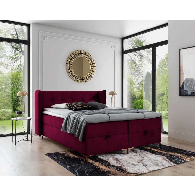 Cama continental Alvo con contenedor para ropa de cama en tela nan