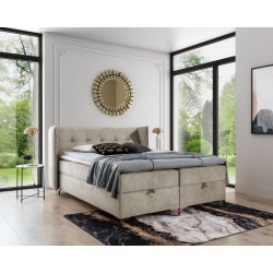 Continental bed Alvo with bedding storage in nan fabric