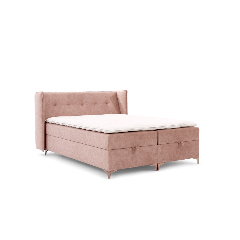 Continental bed Alvo with bedding storage in nan fabric
