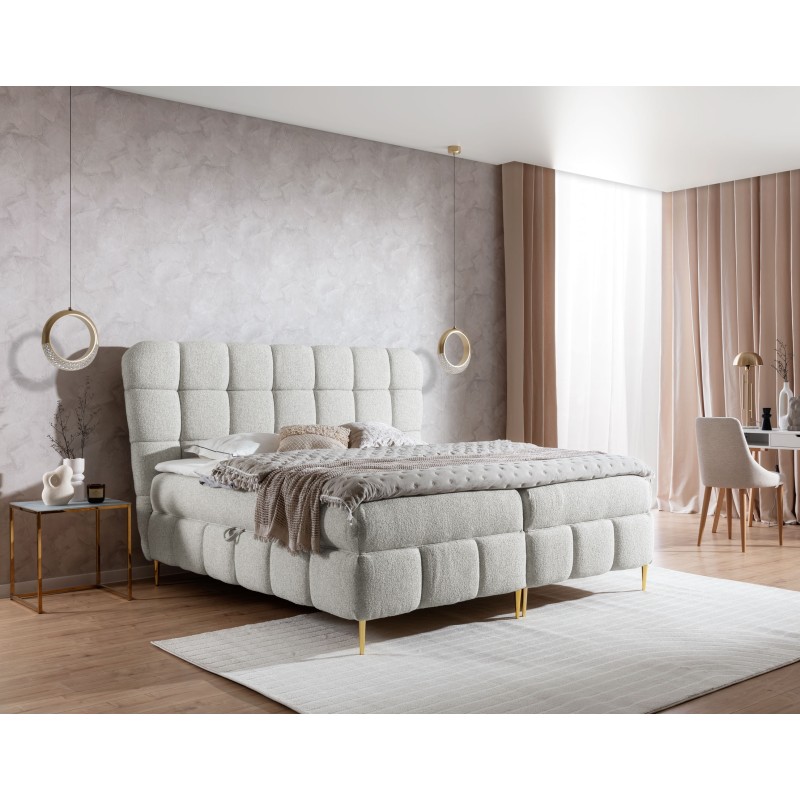 Cama continental Prismo con capitoné decorativo: elegancia y comodidad para dormir