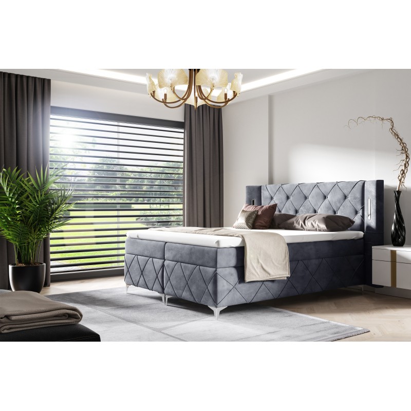 Lavanoz Continental Bed with Sensor Lighting in Nan Fabric | Luxurious Comfort and Elegance