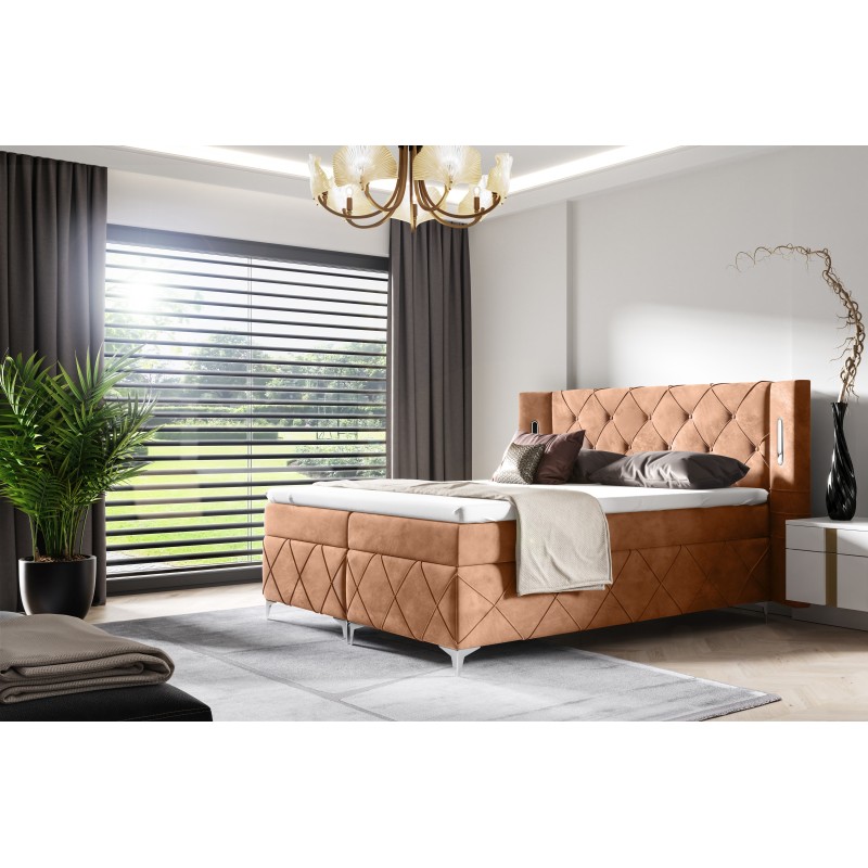 Lavanoz Continental Bed with Sensor Lighting in Nan Fabric | Luxurious Comfort and Elegance