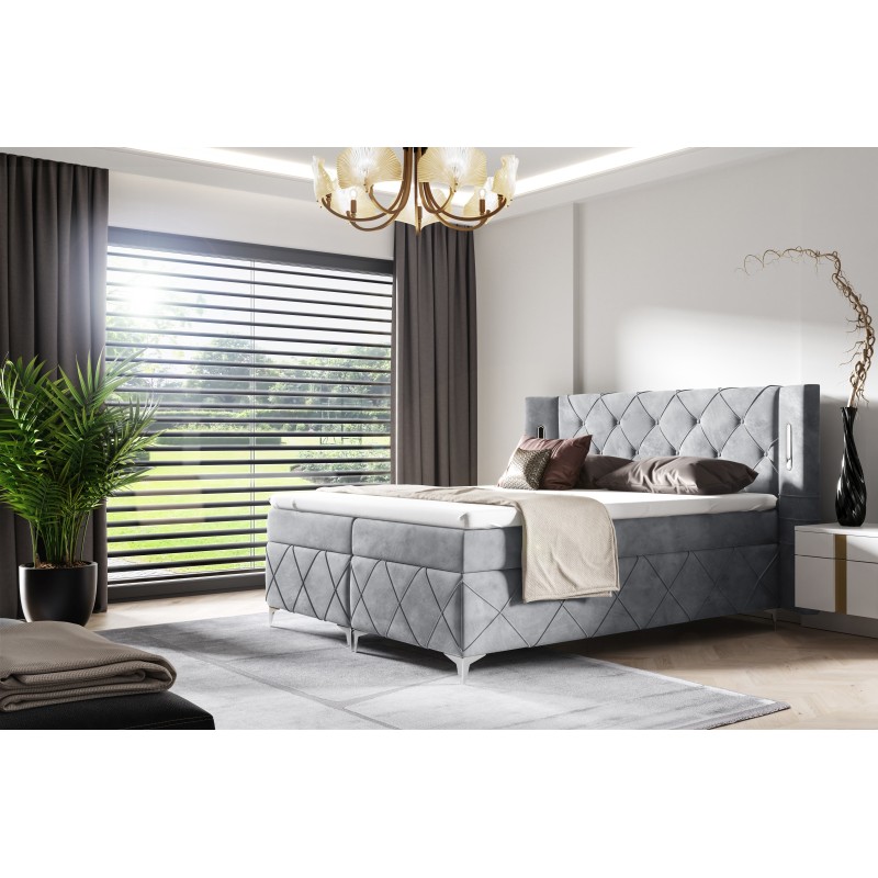 Lavanoz Continental Bed with Sensor Lighting in Nan Fabric | Luxurious Comfort and Elegance