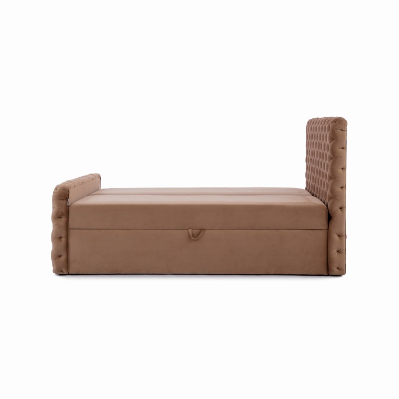 Cama continental Mento acolchada con botones en tela nan: Comodidad y elegancia en uno.