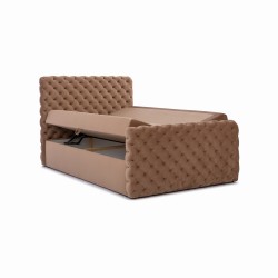 Cama continental Mento acolchada con botones en tela nan: Comodidad y elegancia en uno.