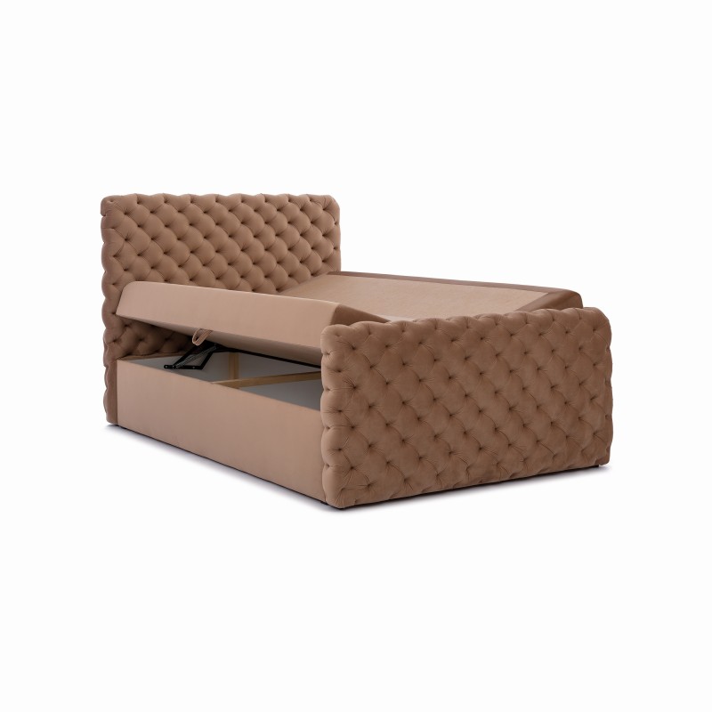 Cama continental Mento acolchada con botones en tela nan: Comodidad y elegancia en uno.