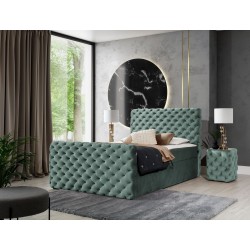 The Mento continental bed, button-tufted in nan fabric – Comfort and elegance in one