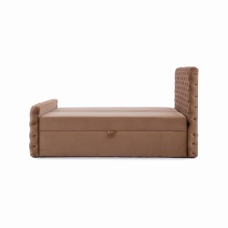 Cama continental Mento acolchada con botones en tela nan: Comodidad y elegancia en uno.