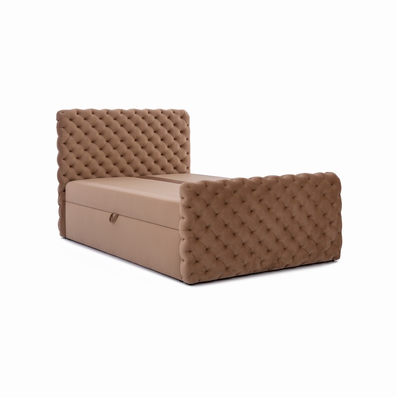 Cama continental Mento acolchada con botones en tela nan: Comodidad y elegancia en uno.